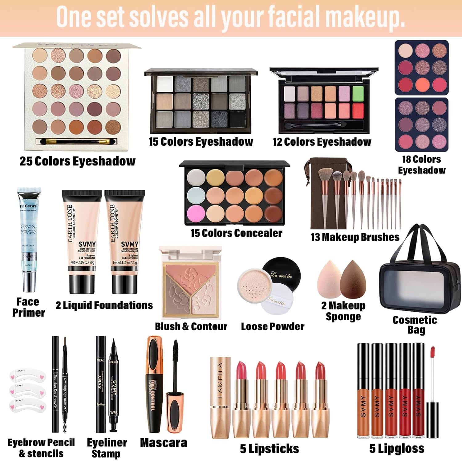 Makeup Set for Women, Travel Makeup Set for Teens & Adults, Makeup Kit for Beginners & Professionals, Makeup Gift Set for Girls, Eyeshadow Palette, Lip Gloss, Make up Set, Face & Eye Make Up