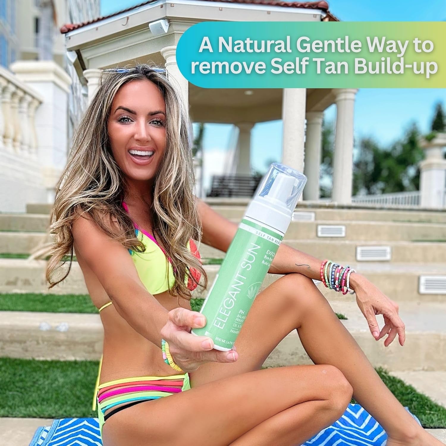 EXFOLI-TAN Tan Remover Mousse Prep for Self Tanning, Gentle Exfoliating Wash with Scrub Mitt Glove, Foaming Sunless Preparation, Fake Tan Remover + Smoothing Exfoliator