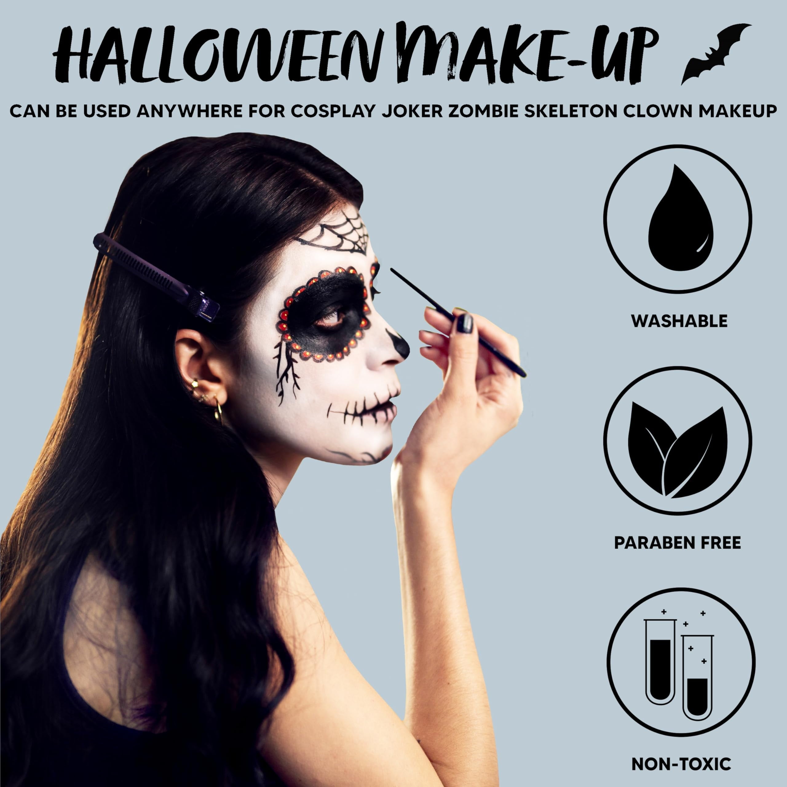 7 Oz Halloween Makeup Palette,Halloween Face Painting Kit SFX Makeup with Double-Headed Brush for Zombie Vampire Cosplay for Adult Kids