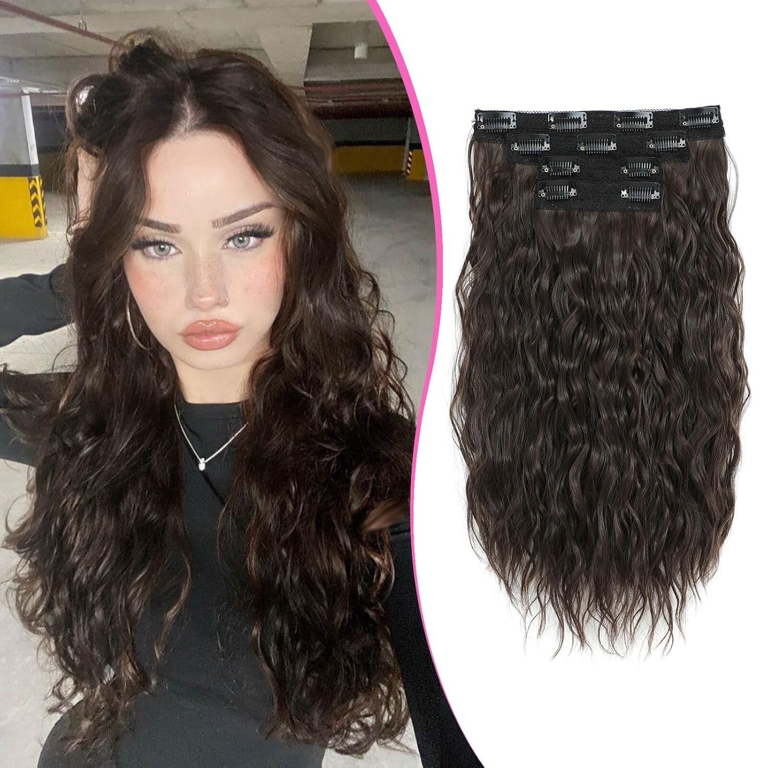 4Pcs Clip in Hair Extensions 20Inch Blonde Soft Invisible Hair Extensions Clip Ins Thick Mermaid Curly Hair Clip Ins Seamless Lace Weft for Women(Ivory Blonde)