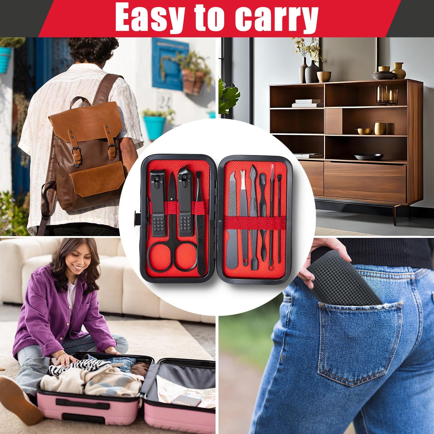 Manicure Set 10 in 1 Mens Gifts Travel Nail Clippers Set