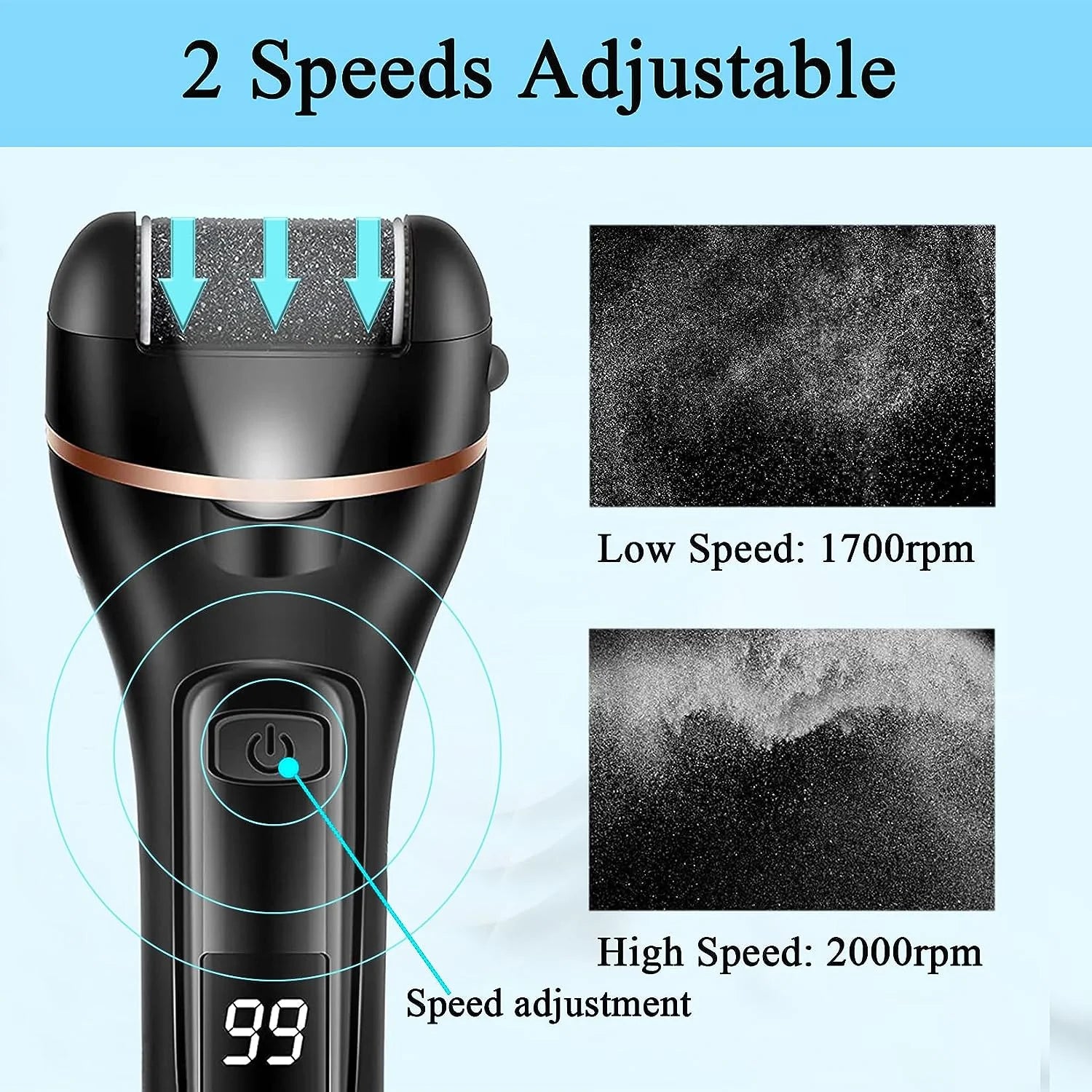 Callus Remover for Feet, 18-In-1 Professional Pedicure Tools Foot Care Kit, Foot Scrubber Electric Feet File Pedi for Hard Cracked Dry Dead Skin, 3 Rollers, 2 Speed, Battery Display