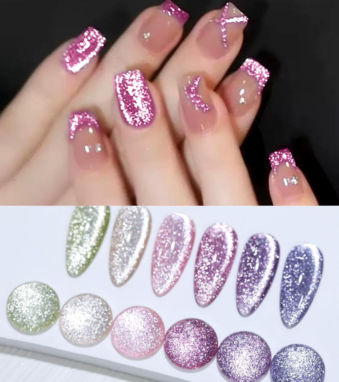 Cat Magnetic Gel Nail Polish 9D Chameleon Holorgraphic Cat Magnetic Eye Gel Polish Glitter Gel Polish Set 6PCS