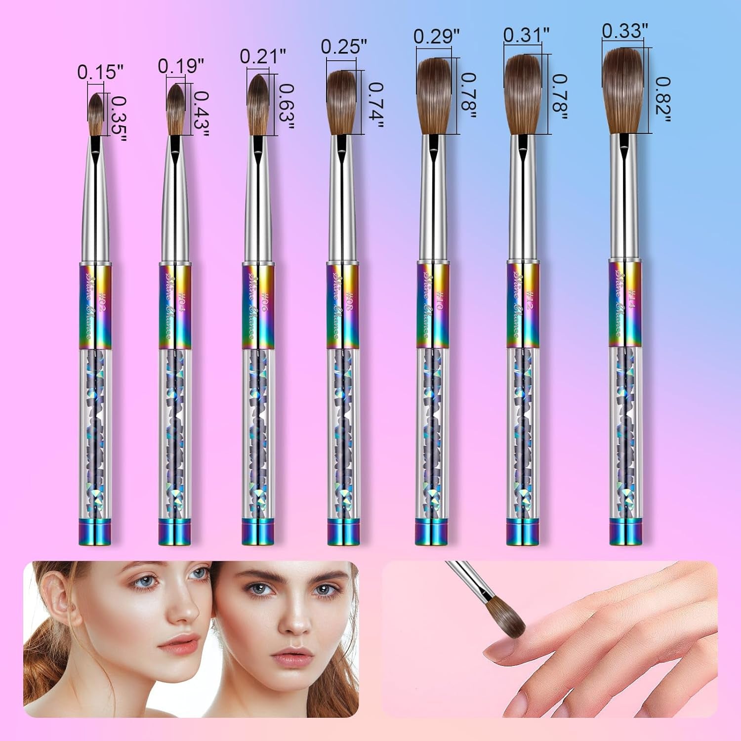 Acrylic Nail Brush Size 8, 100% Real Kolinsky Art Nail Brush for Acrylic Powder Application, Handmade Women Manicure Nail Extension Tool for Professional DIY Home Salon and Beginners