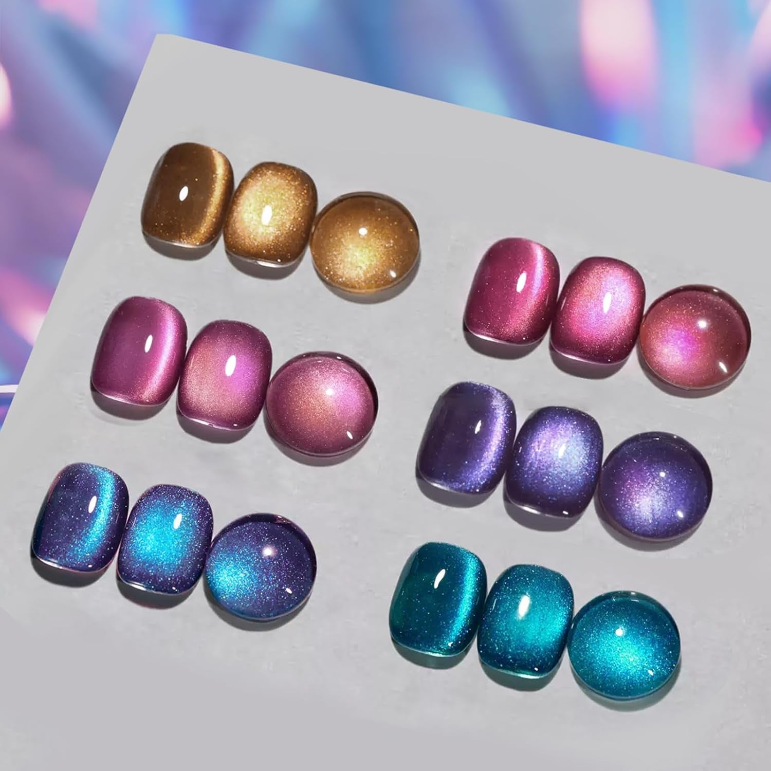 Cat Magnetic Gel Nail Polish 9D Chameleon Holorgraphic Cat Magnetic Eye Gel Polish Glitter Gel Polish Set 6PCS