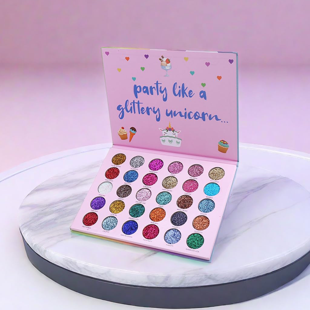 30 Colors Glitter Eyeshadow Makeup Palette Colorful Sparkly Eye Shadow Pallet + 1Pc Eyeshadow Brush Long Lasting Glitter Pressed Powder Palette