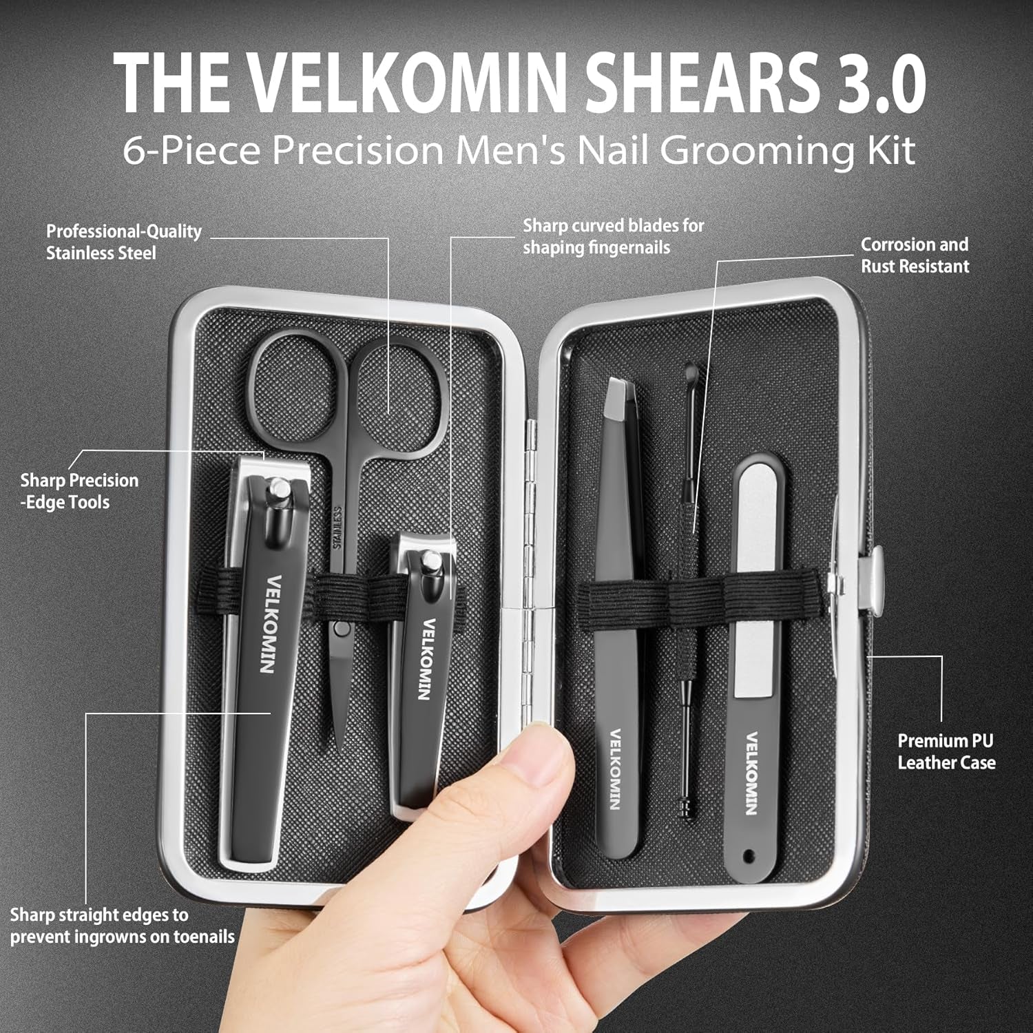 Nail Clipper Set, 6 Pcs Toenail Clippers, Stocking Stuffers for Men Women, Ultra-Sharp and Durable Manicure Kit, 18-Month Replacement Warranty!