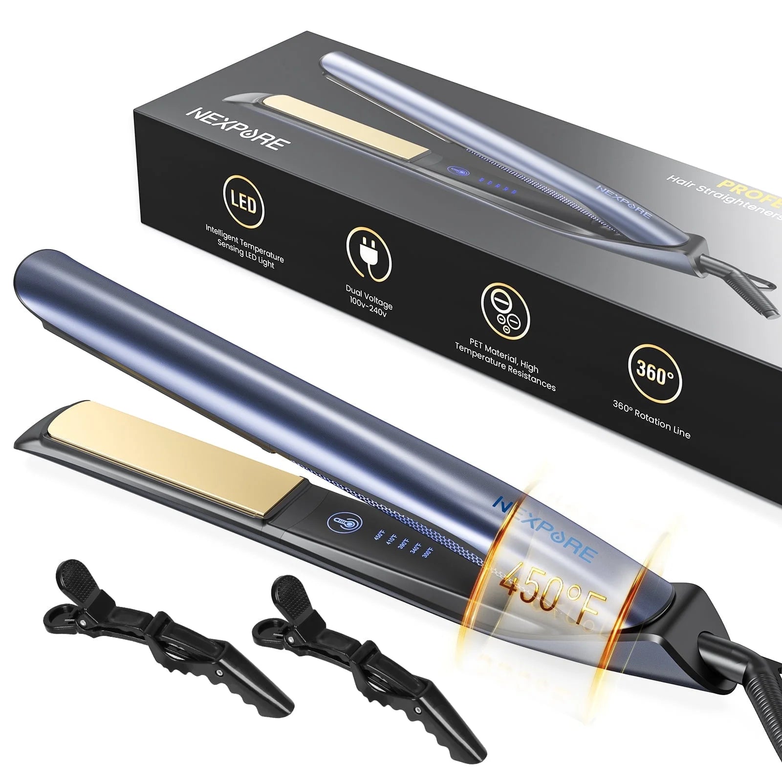 1 Inch Hair Straightener Flat Iron, Ionic Dual Voltage Straightener, Pro Salon Styling Tool