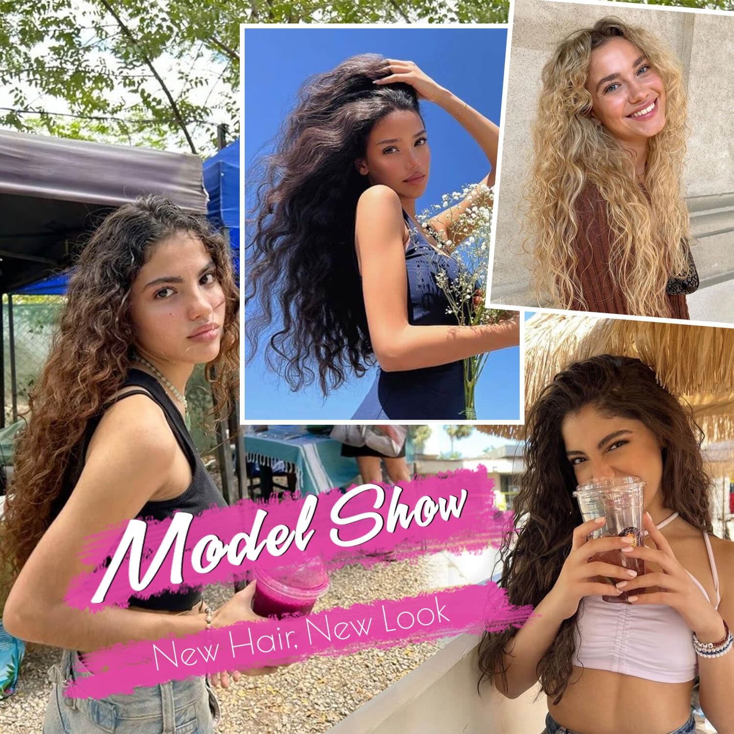 4Pcs Clip in Hair Extensions 20Inch Blonde Soft Invisible Hair Extensions Clip Ins Thick Mermaid Curly Hair Clip Ins Seamless Lace Weft for Women(Ivory Blonde)