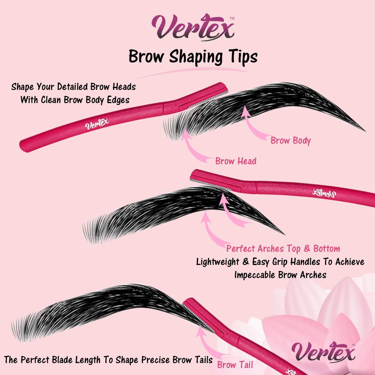 Womens Eyebrow Razor (6Pc) Dermaplaning Brow Shaping Women Facial Hair Razors