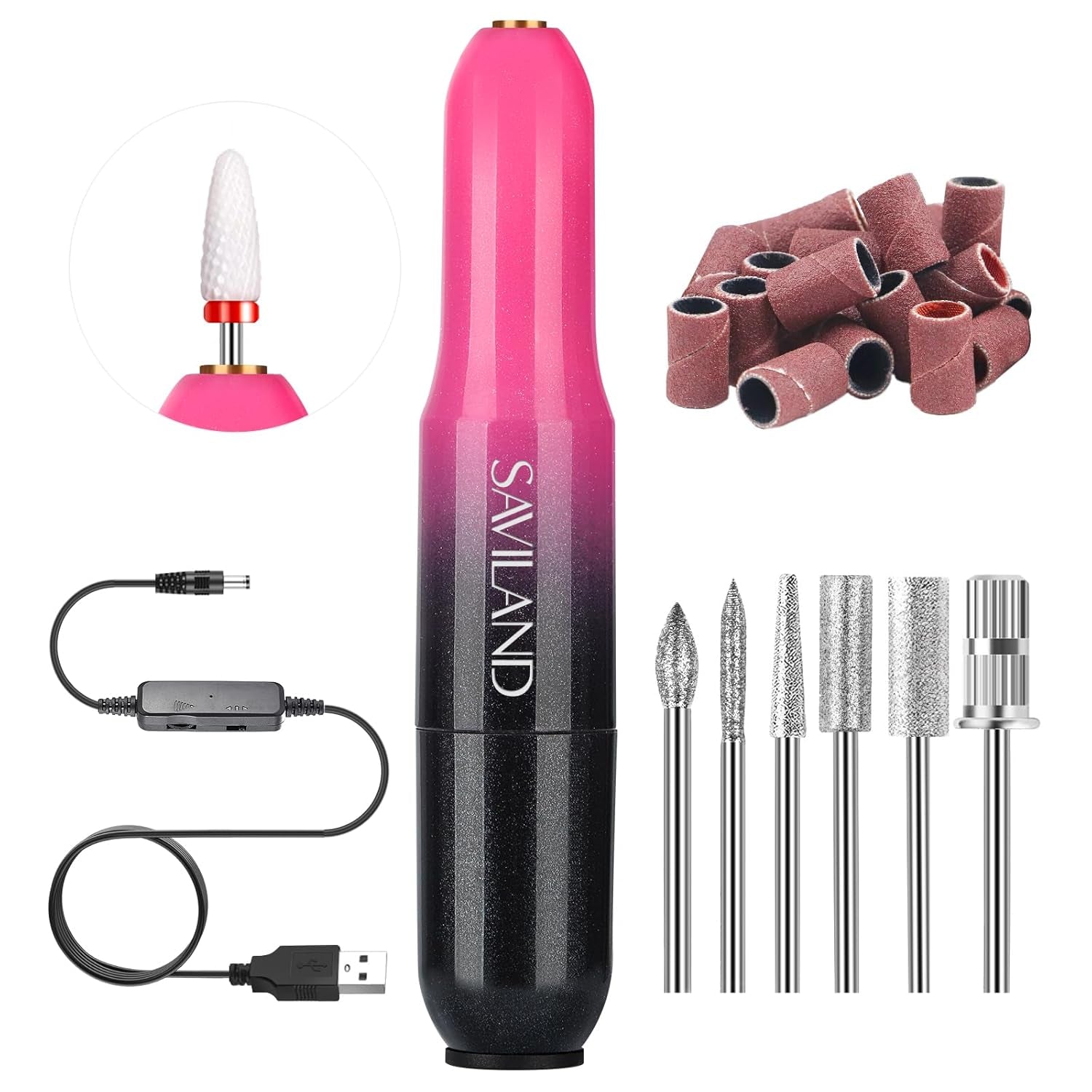 Electric Nail Drill: Rose Electric Nail File 20000RPM Efile Nail Drill Professional Manicure with 6PCS Nail Drill Bits Portable Nail File & Salon Use Manicure Pedicure