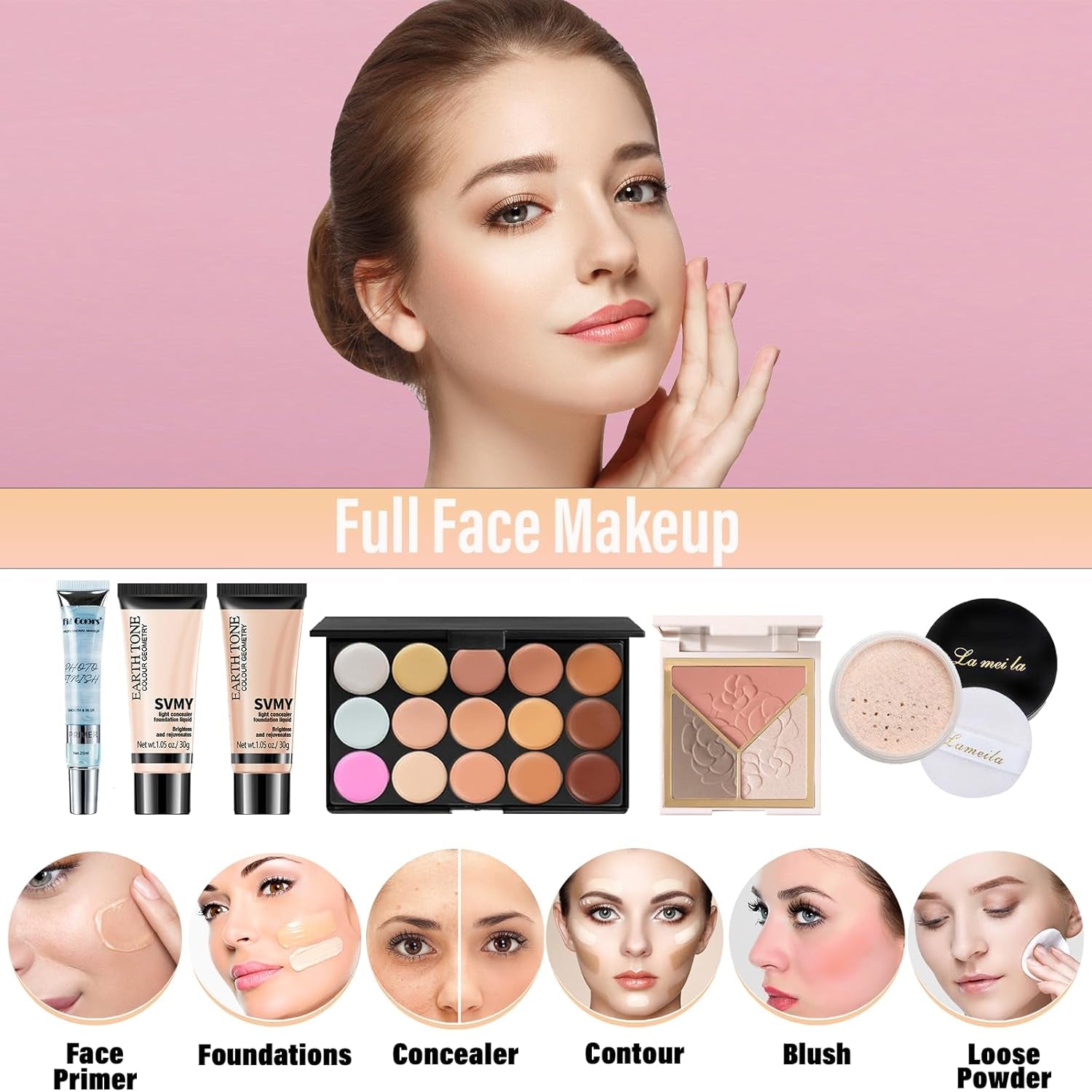 Makeup Set for Women, Travel Makeup Set for Teens & Adults, Makeup Kit for Beginners & Professionals, Makeup Gift Set for Girls, Eyeshadow Palette, Lip Gloss, Make up Set, Face & Eye Make Up