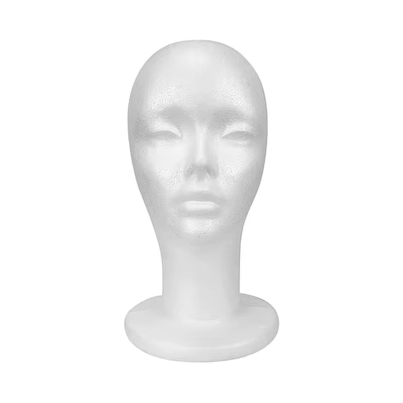 White Styrofoam Mannequin Head - Lightweight, Ideal for Styling, Displaying Wigs