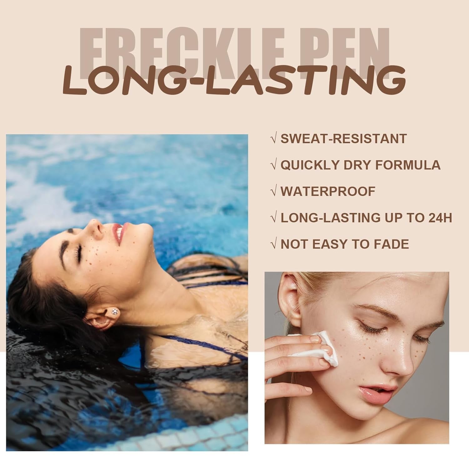4 Colors Freckle Pen, Natural Lifelike Face Fake Freckle Makeup Pen Waterproof Long Lasting Quick Dry 0.1 Mm Ultra-Fine Faux Freckles 4 Pack - Light Brown, Natural Coffee, Chestnut, Dark Brown
