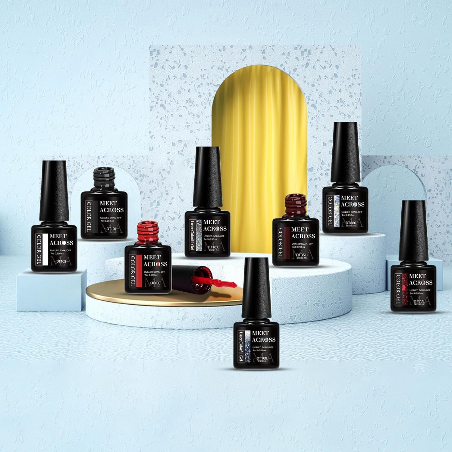 White Red Gel Nail Polish Set, 8 Colors Black Bloody Red Shimmer Red Silver Gel Polish Kit for All Seasons Soak off Gel Nail Manicure Gifts for Women