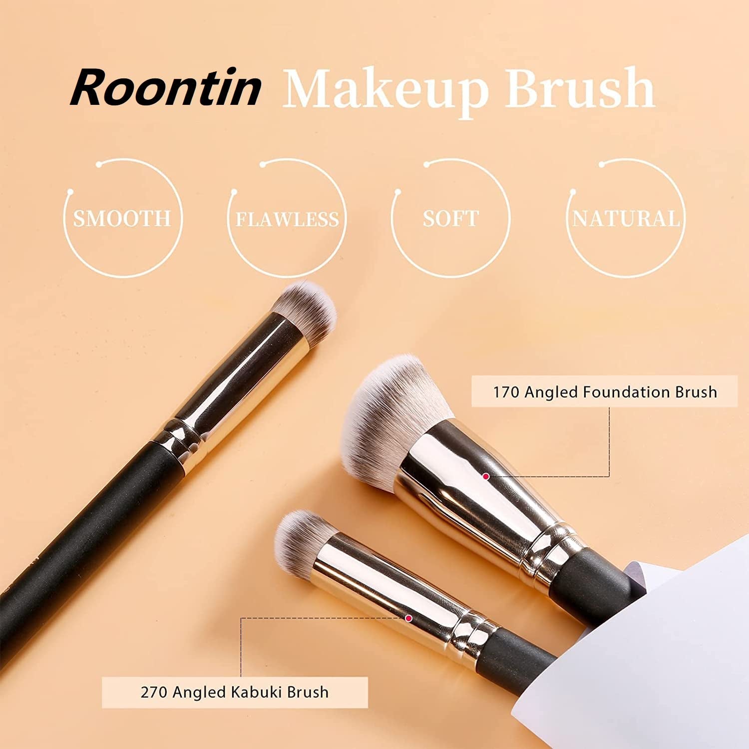 Makeup-Brushes Foundation Concealer Blusher-Brush Premium-Synthetic-Bristles Pink Handle for Liquid, Cream or Powder Products 3 Pieces Sets