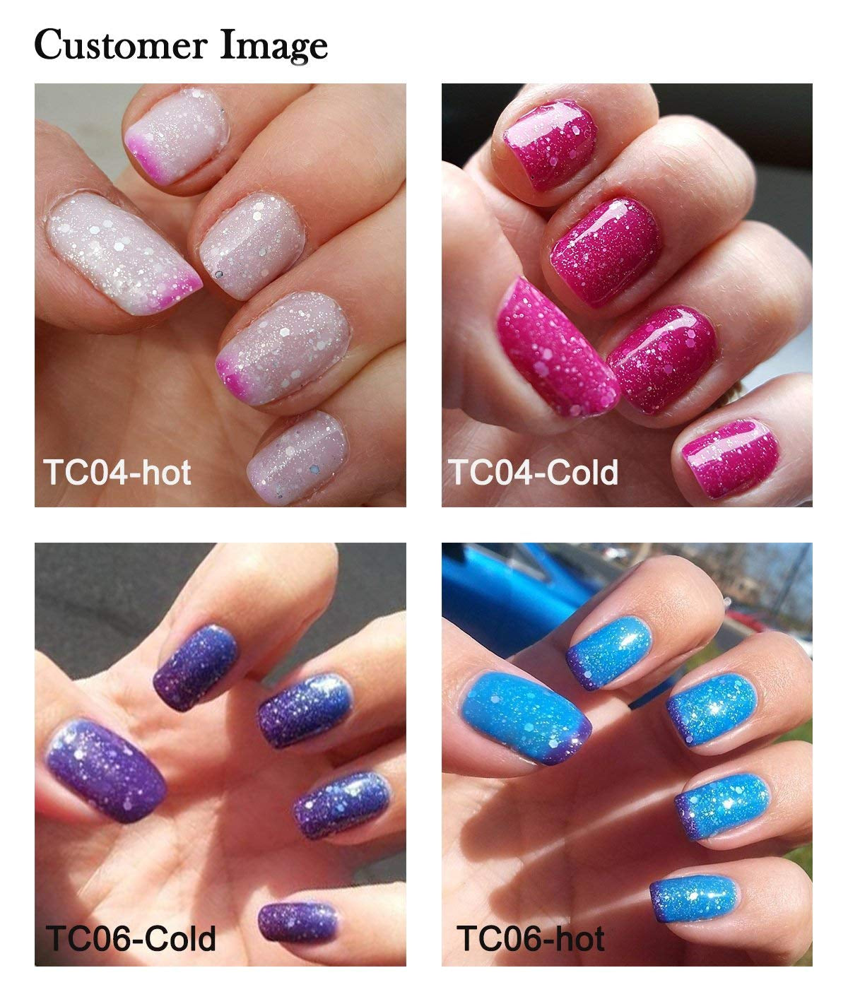 Temperature Color Mood Changing Soak off Hema Free Chameleon Gel Nail Polish Set of 6Pcs X 10Ml- Kit Set 13