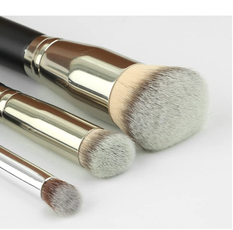 Makeup-Brushes Foundation Concealer Blusher-Brush Premium-Synthetic-Bristles Pink Handle for Liquid, Cream or Powder Products 3 Pieces Sets