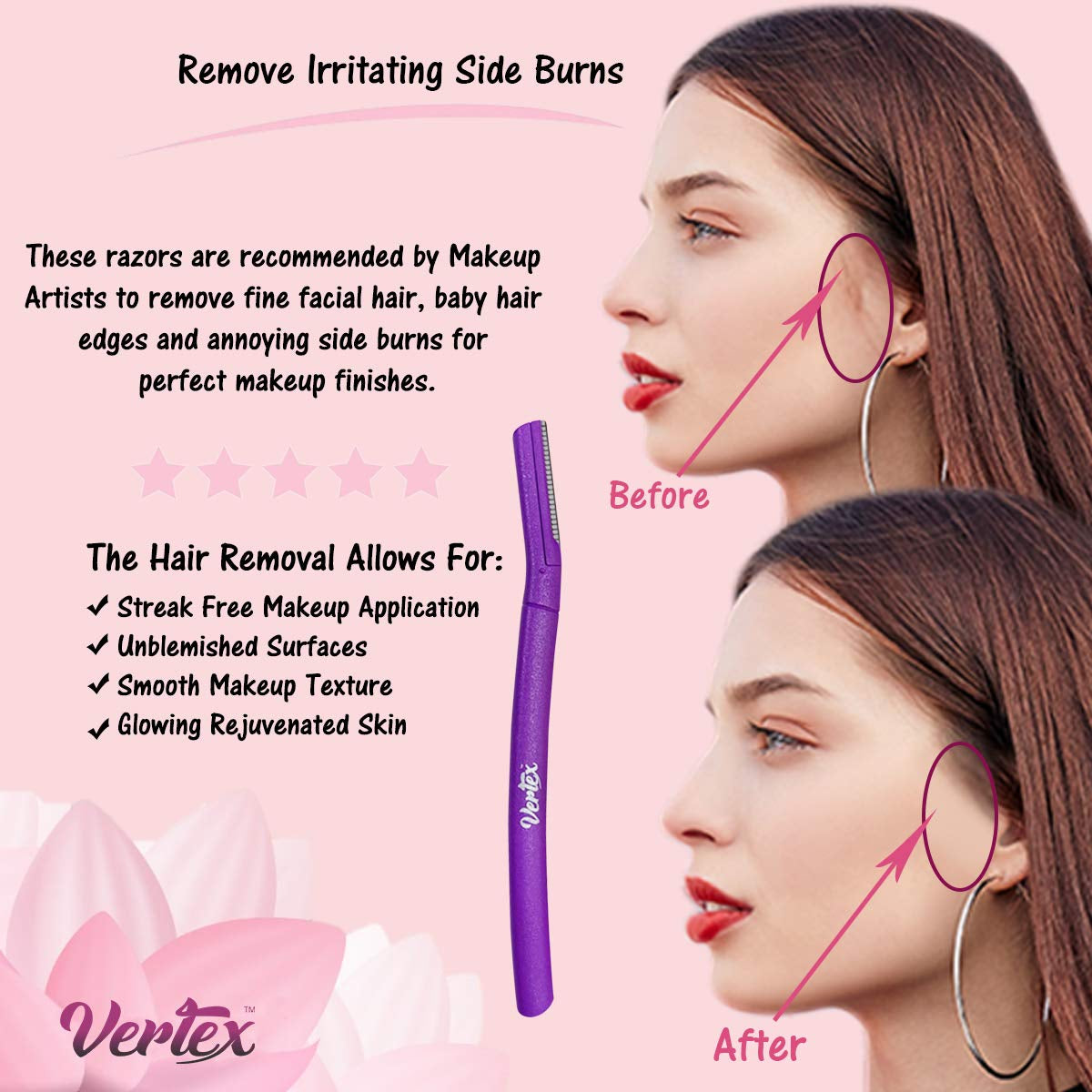 Womens Eyebrow Razor (6Pc) Dermaplaning Brow Shaping Women Facial Hair Razors