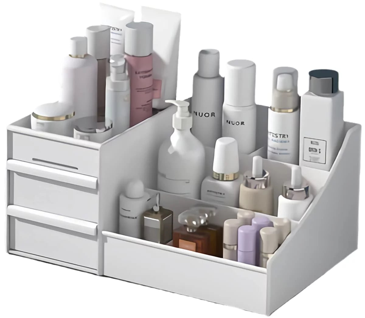Makeup Organizer with Drawers, Vanity Organizer for Dressing Table, Countertop, White Makeup Box