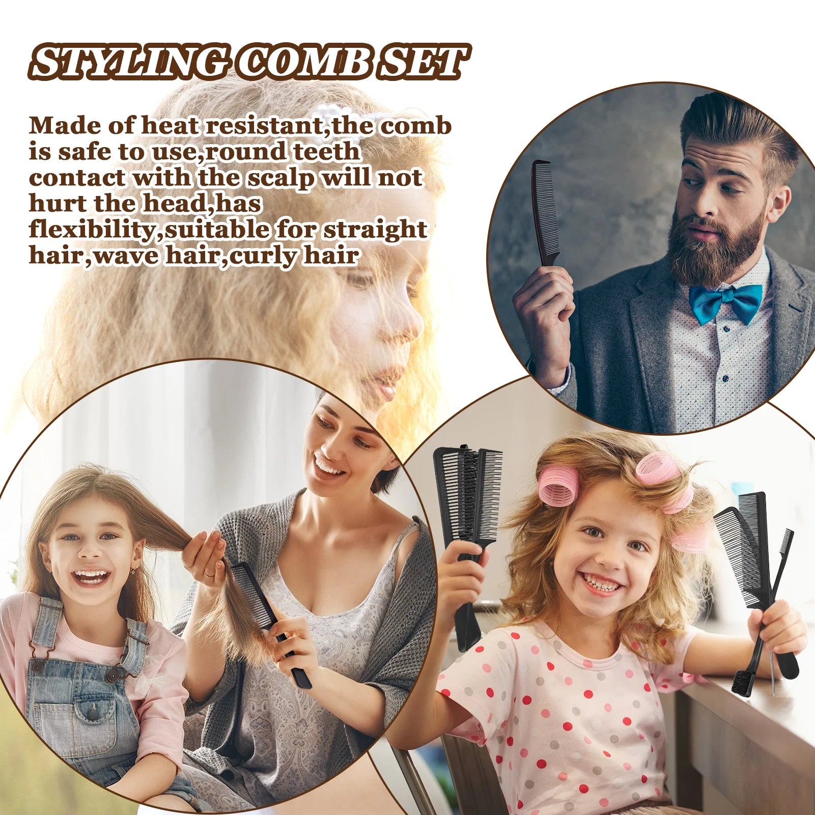 8Pcs Hair Styling Combs Set