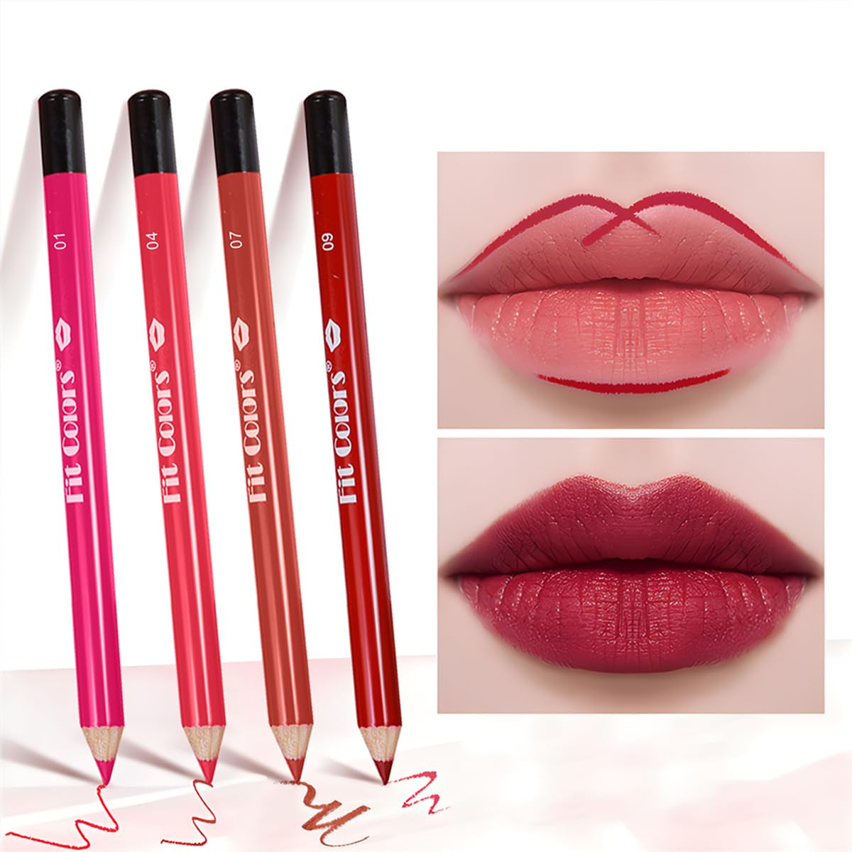 12Pcs Matte Lip Liner Set,Creamy Velvet Lipstick,One Step Lips Makeup Kit,Waterproof Long Lasting Smooth High Pigmented Lip Pencil for Daily