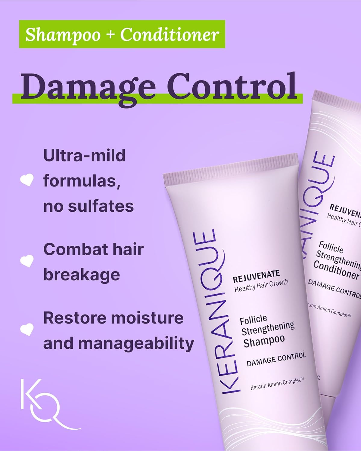 Damage Control Set for Thinning Hair - Shampoo & Conditioner for Damaged Hair, Follicle Booster Serum, Lift & Repair Spray - Keratin Enriched Repair Products for Dry, Thin Hair - Travel Size