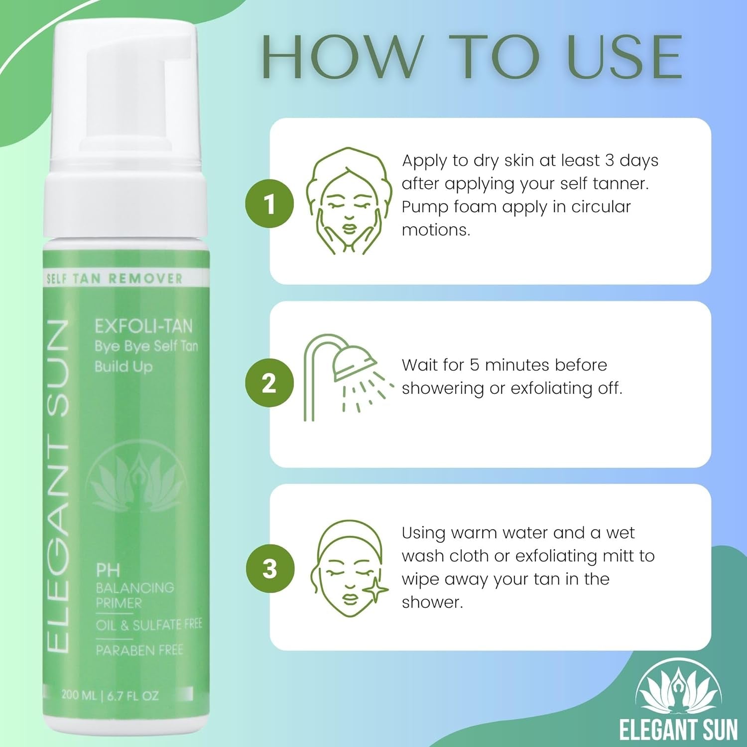 EXFOLI-TAN Tan Remover Mousse Prep for Self Tanning, Gentle Exfoliating Wash with Scrub Mitt Glove, Foaming Sunless Preparation, Fake Tan Remover + Smoothing Exfoliator