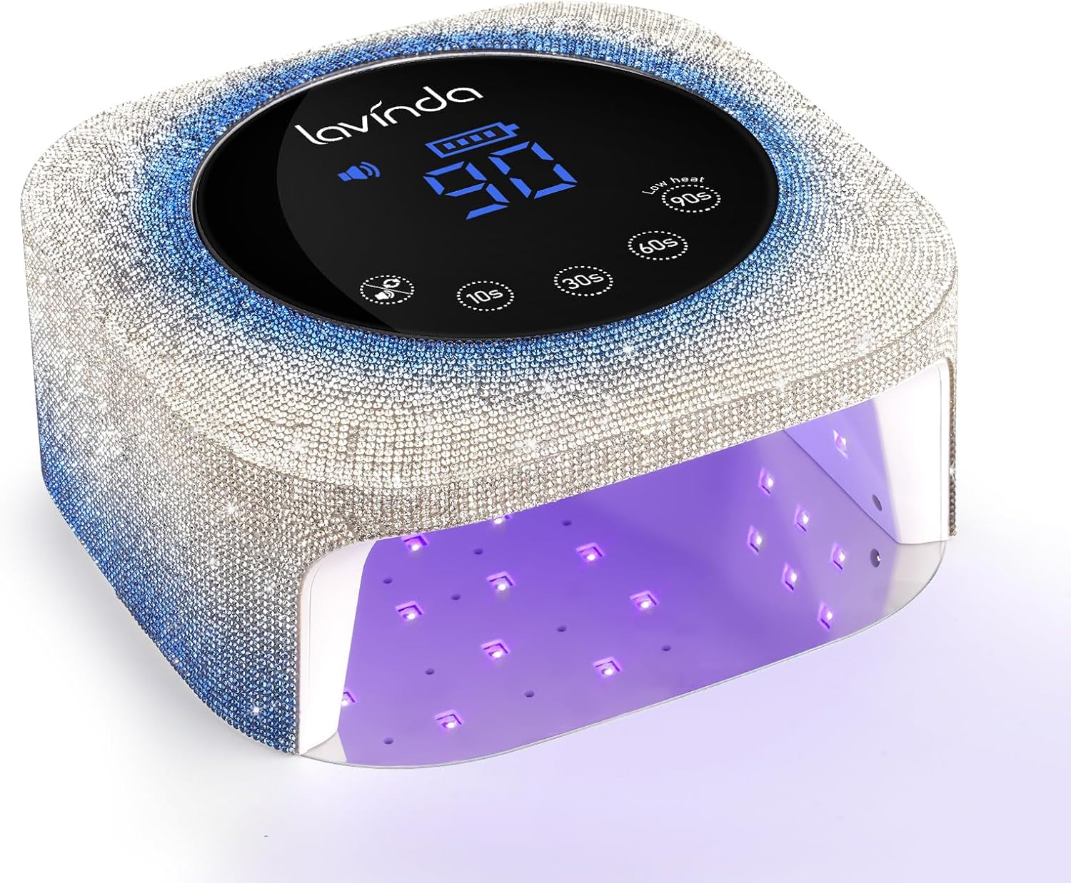 54W UV Nail Lamp, UV Light for Gel Nails, Cordless Rechargeable UV LED Nail Lamp Nail Light with 4 Timer and LCD Display, Professional Fast Curing Lamp Nail Dryer with Black Rhinestone