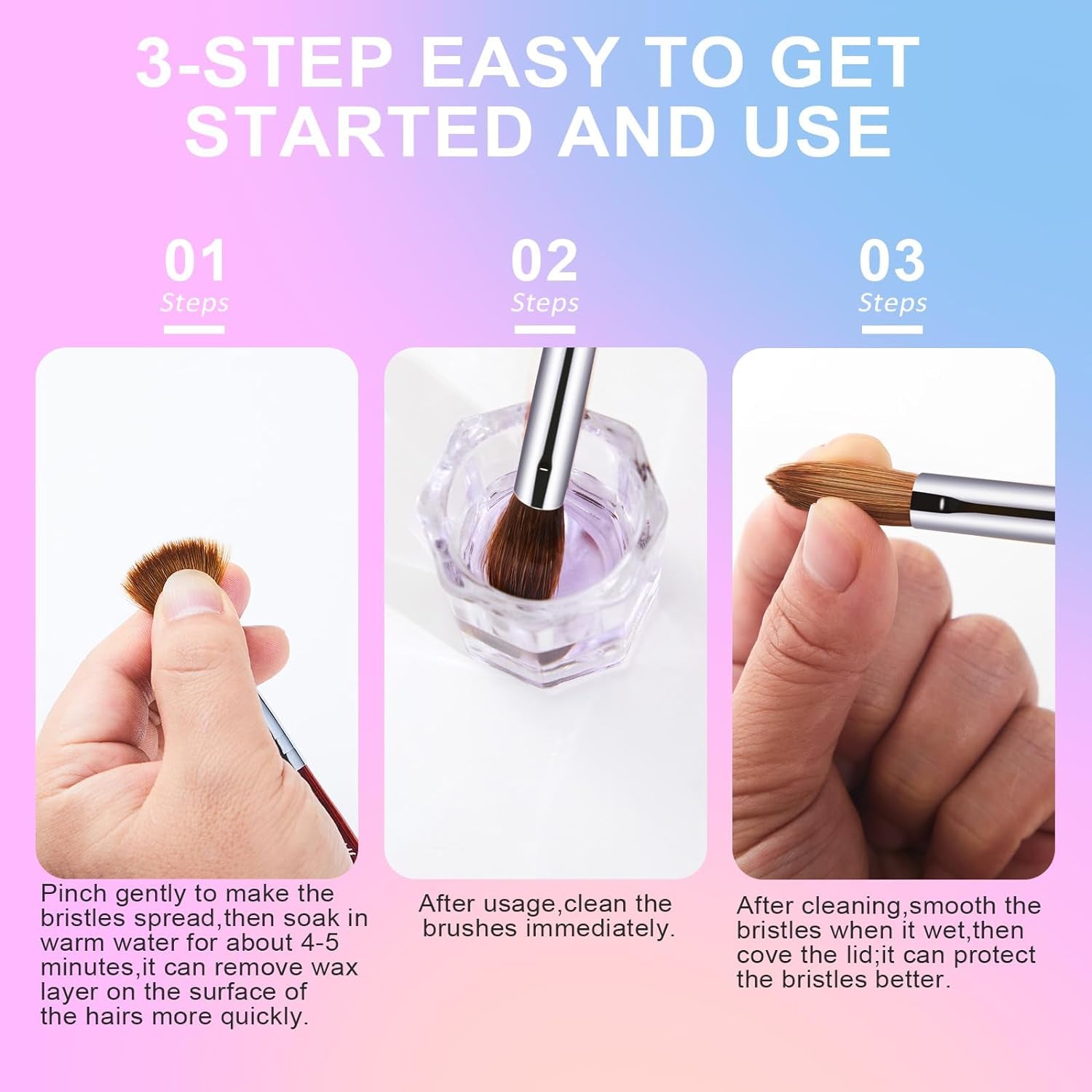 Acrylic Nail Brush Size 8, 100% Real Kolinsky Art Nail Brush for Acrylic Powder Application, Handmade Women Manicure Nail Extension Tool for Professional DIY Home Salon and Beginners