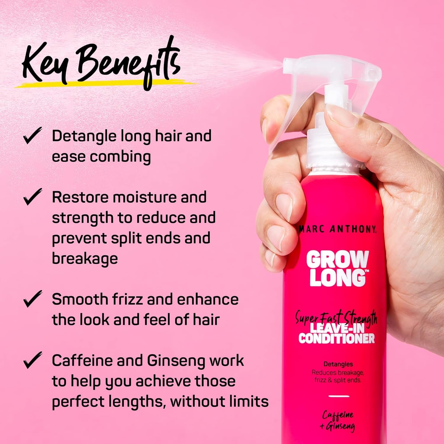 Grow Long Hair Treatment Bundle - 2 Leave in Conditioner Sprays & 2 Travel Hair Mask - Anti-Frizz, Anti-Breakage & Nourishing Formula for Split Ends, & Hair Growth for Dry & Damaged Hair