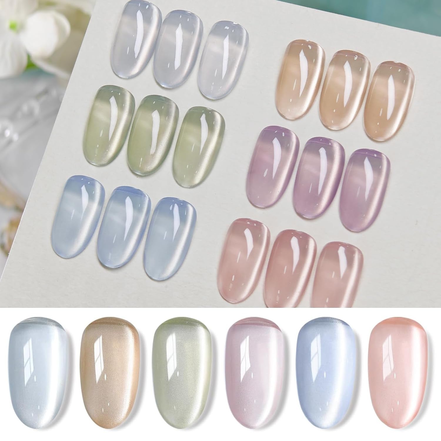 Cat Magnetic Gel Nail Polish 9D Chameleon Holorgraphic Cat Magnetic Eye Gel Polish Glitter Gel Polish Set 6PCS