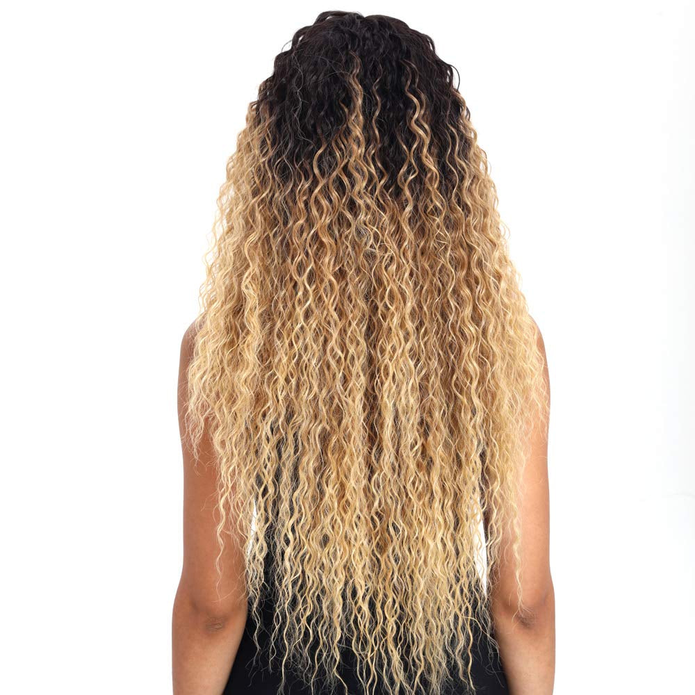 Lace Front Wigs Ombre Blonde 28'' Long Small Curly Wavy Synthetic Wigs for Black Women 130% Density Wigs(Ttpn4/270A/24F)