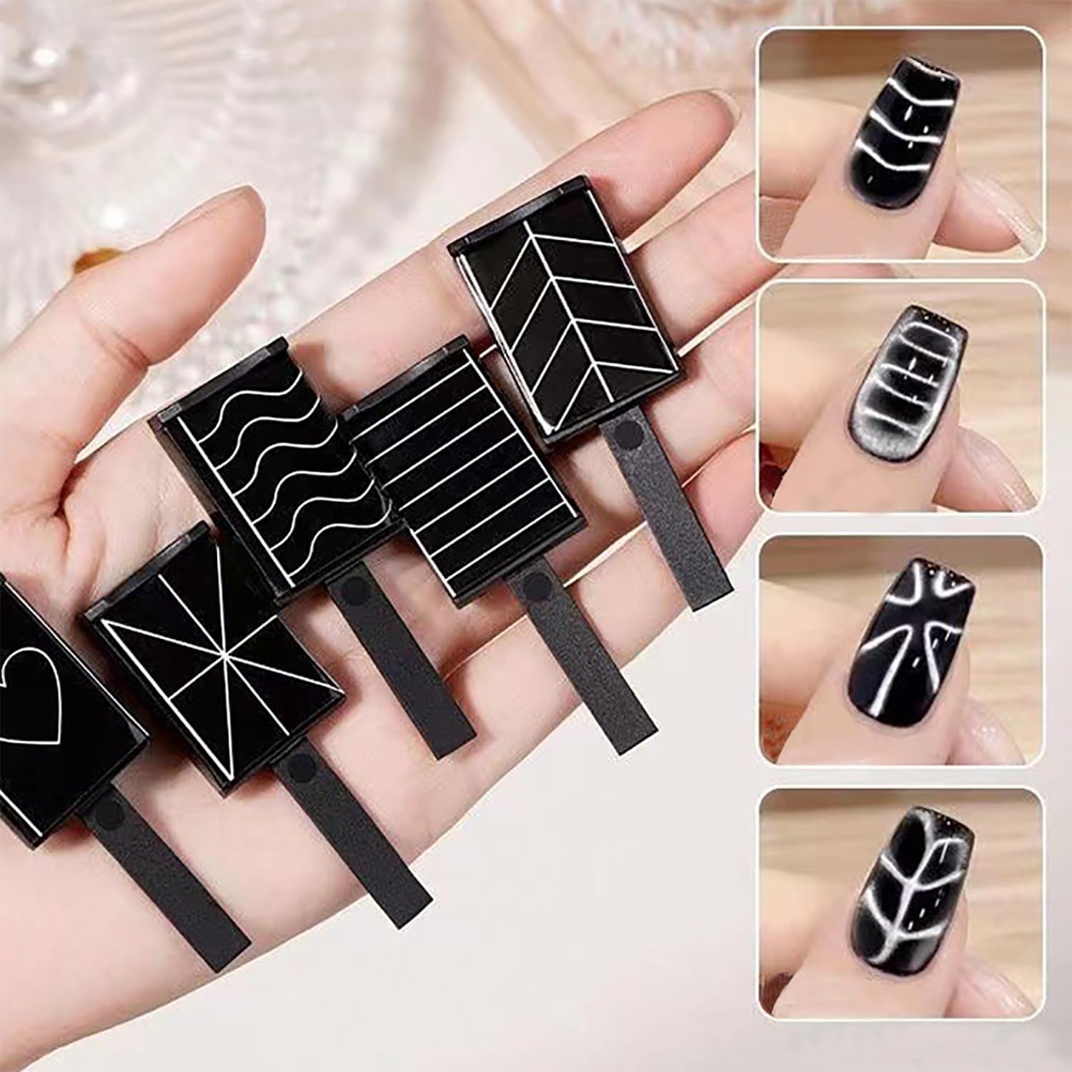 16Pcs Cat Eye Nail Magnets Pens for Cat Eye Nail Art Tools Gradient Design Cat Eye Magnet for Nails Cat Eye Magnet Sticks Blocks for Women Nails Magnets for Magnetic Nail Polish Magnets Tools