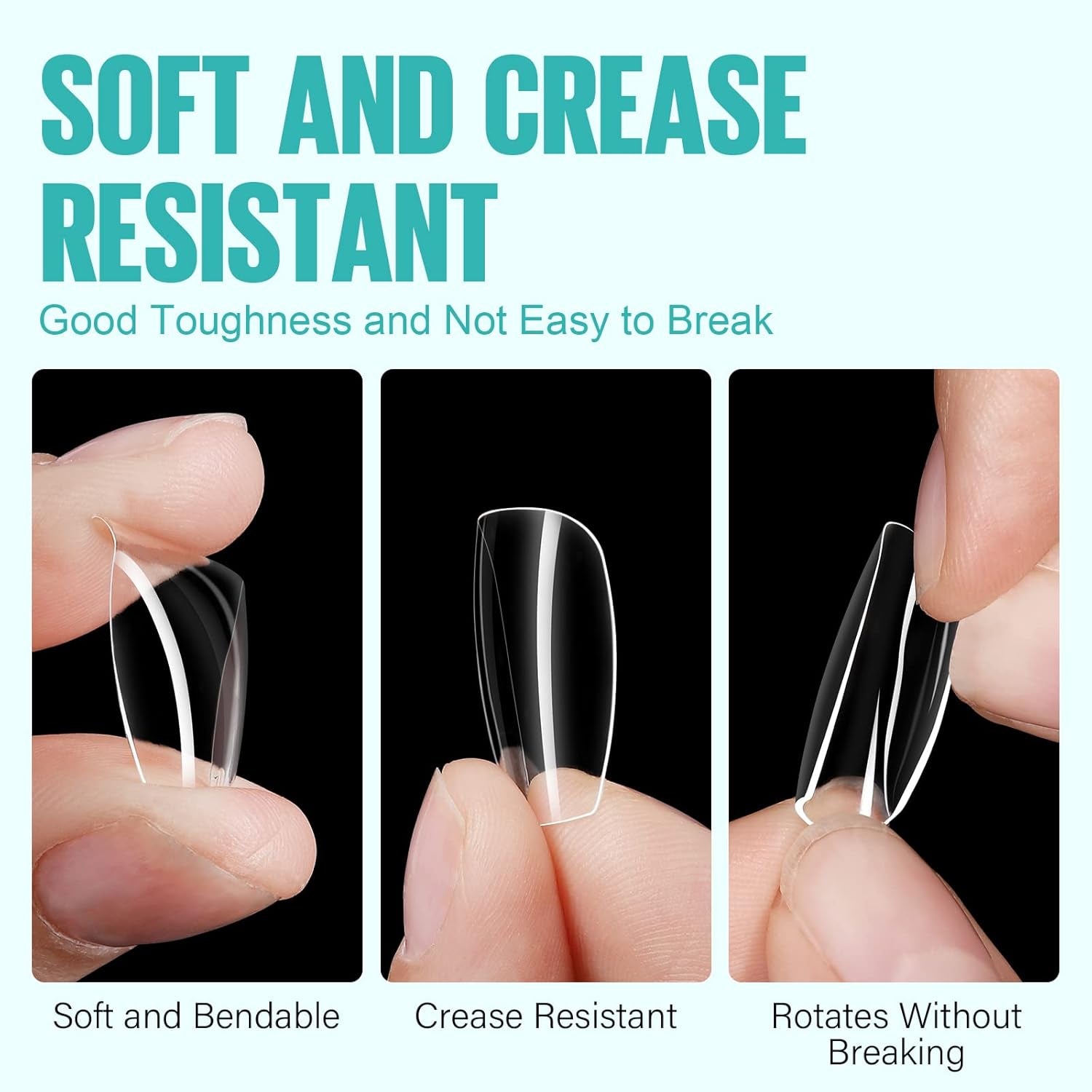 Coffin Acrylic Nails - Clear Short Coffin Nails, 216Pcs Fake False Nails for Nail Extension, Gel Press on Nails for Beginners and Professional