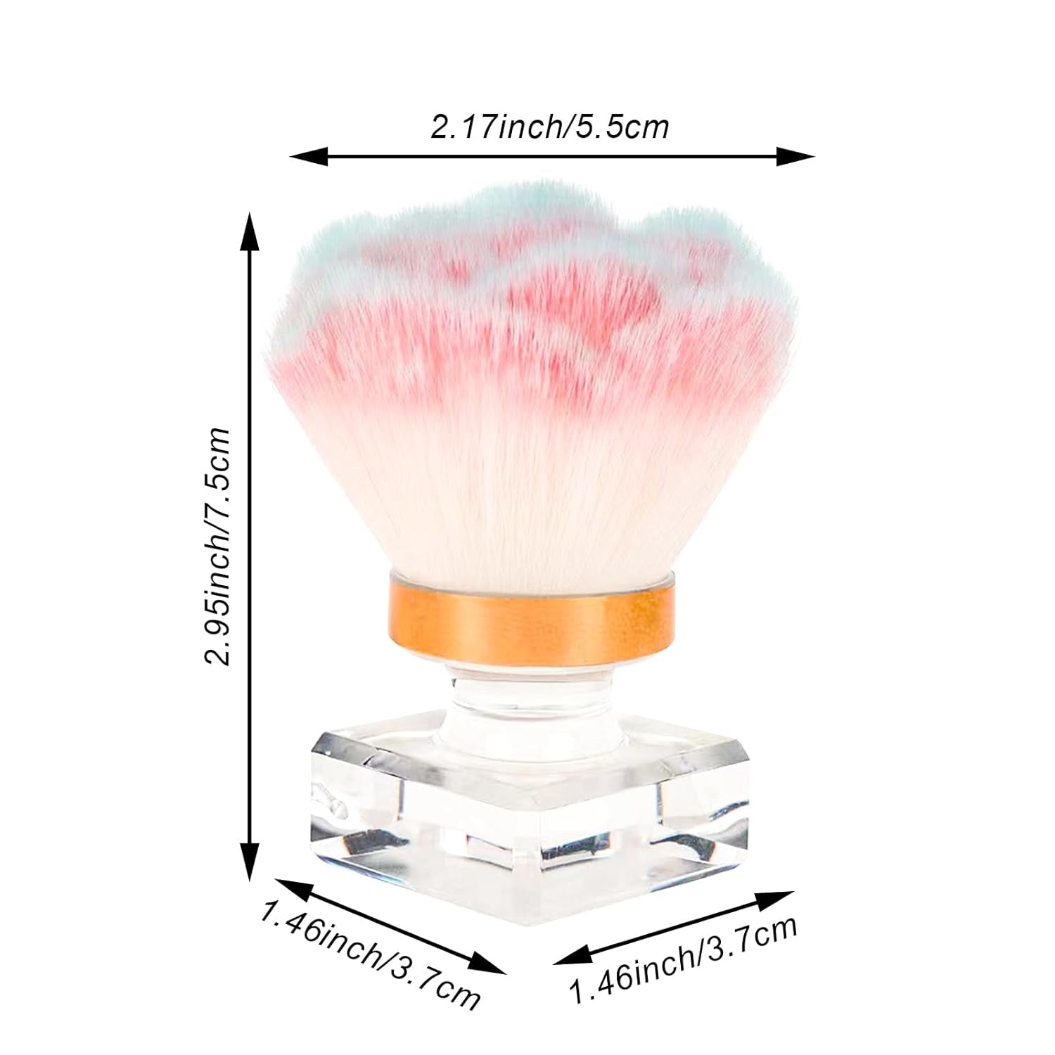 Pink Rose Soft Dust Brush for Acrylic Nails - Kabuki Nail Art Powder Remover and Hair Cleaner for Makeup Manicure Tool