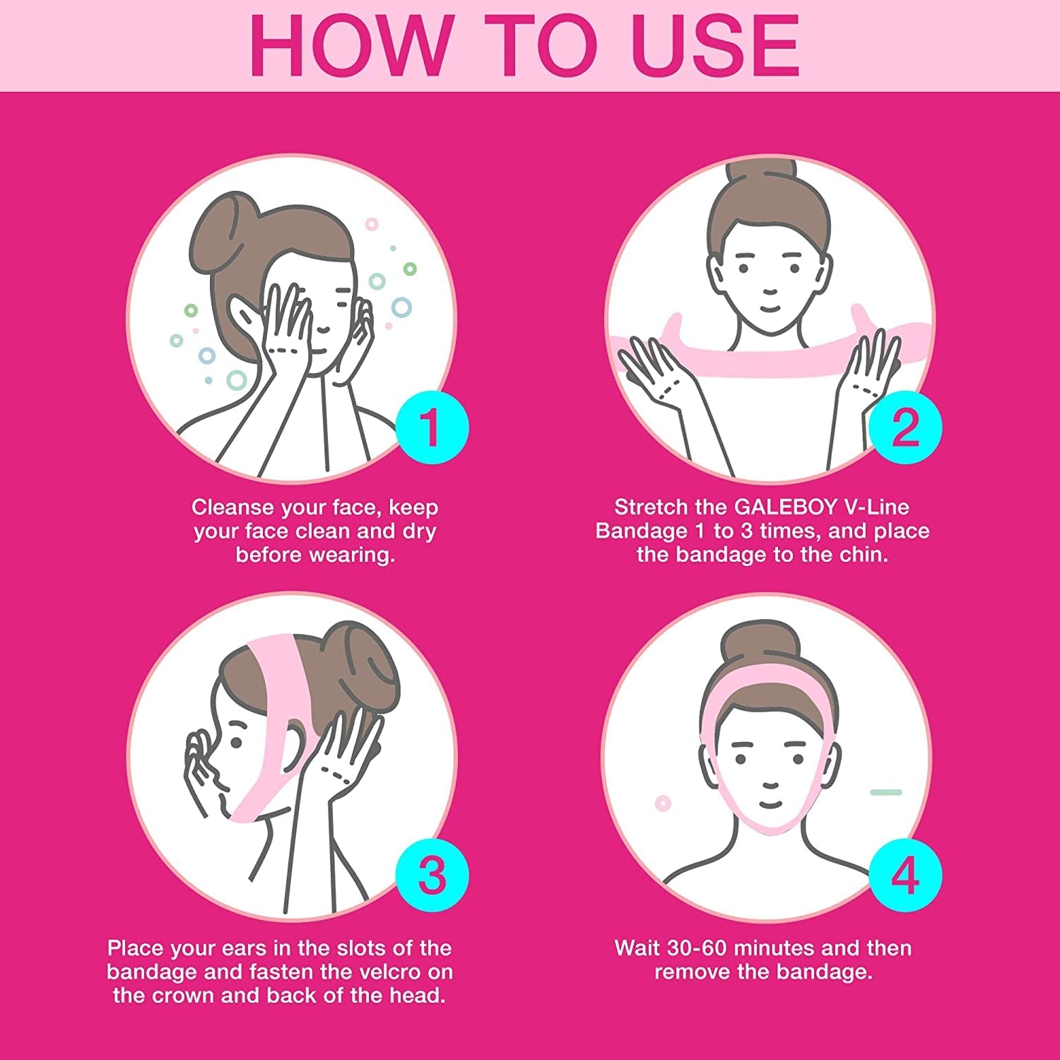 Reusable Double Chin Reducer- V Line Mask -Double Chin Remover-Facial Slimming Chin Strap-Chin up Mask Face Lifting Belt V Shaped Slimming Face Mask, Pink