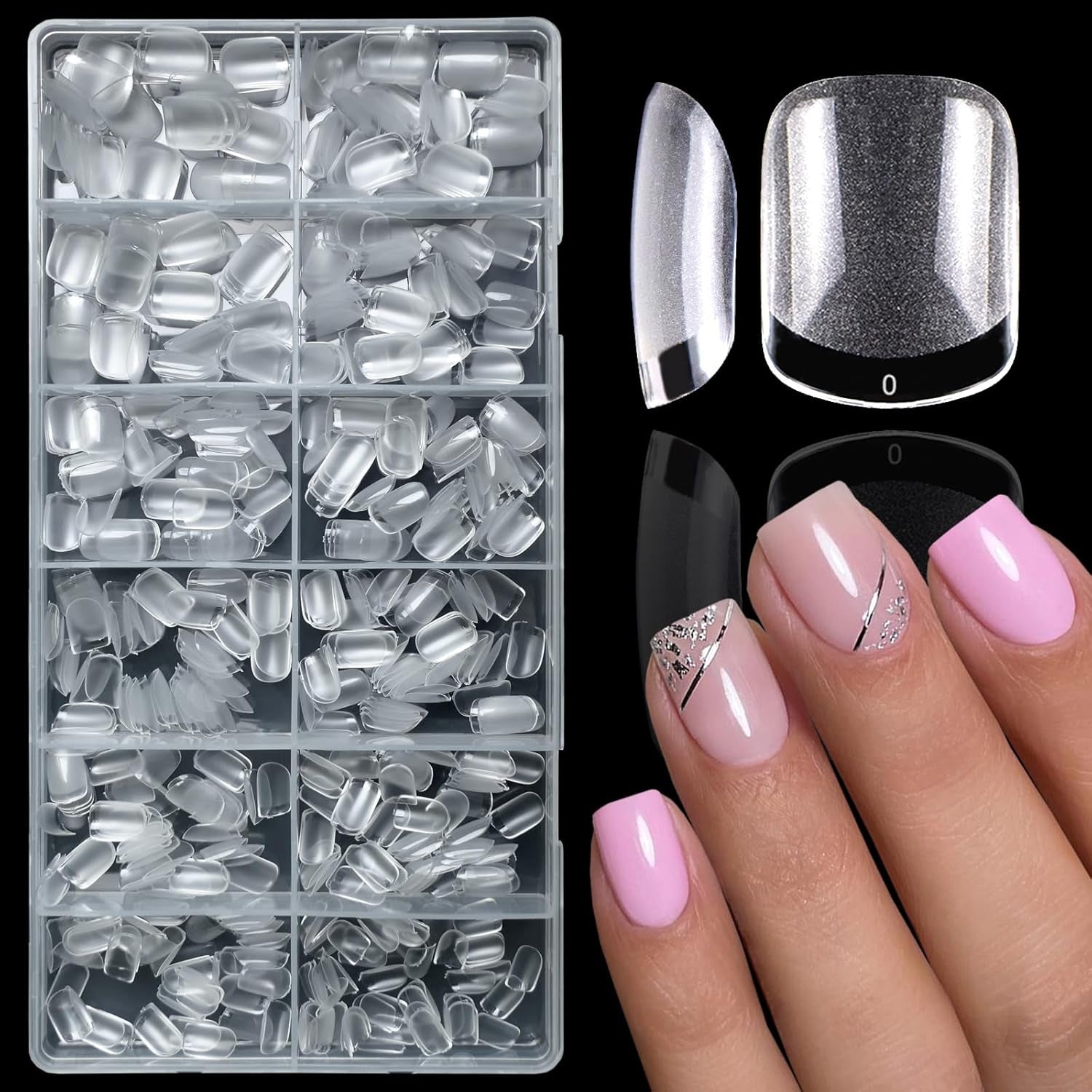 600Pc Extra Short Square Nail Tips Clear Fake Nails Press on Nail Short Soft Gel Nail Tips Full Cover False Nails XS Square Acrylic Nails Tip Artificial Fingernail for Gel Nails Extension