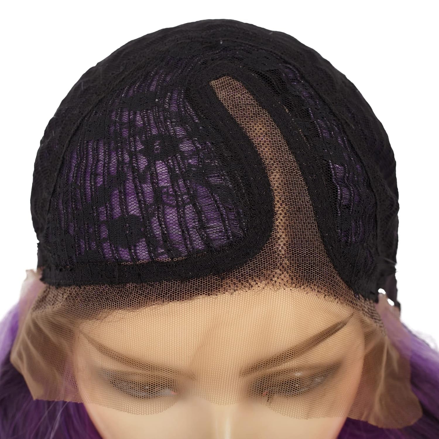 Purple Lace Front Wigs Long Ombre Curly Wavy Hair with Dark Roots Hair Wavy Wig Side Part Cosplay Halloween Wigs