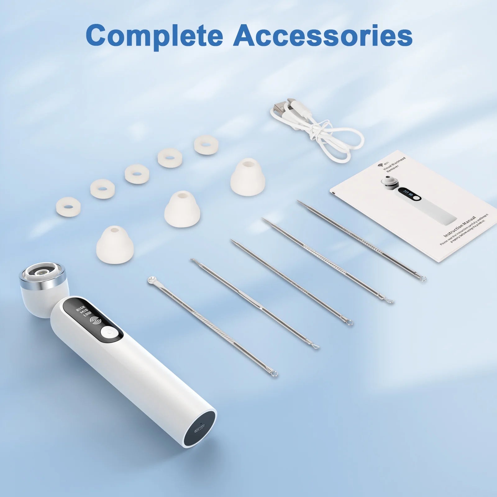 Blackhead Remover Vacuum, Blackhead Extractor with Camera, Pore Cleanser for Men and Women, Skin Care Tool with 5 Probes