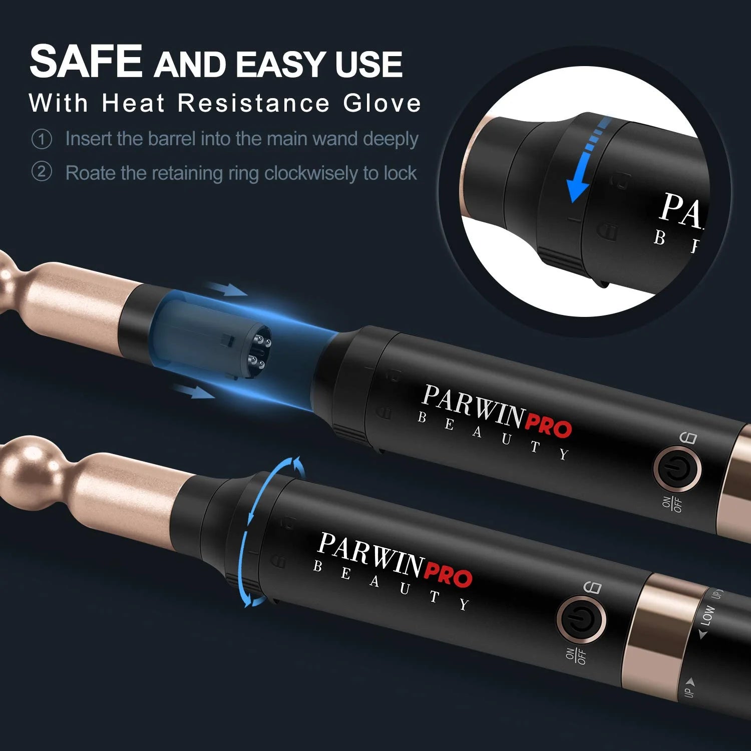 Infrared Interchangeable 8 in 1 Curling Iron Set, Hair Curler Wand for Long Hair, LED Temperature Control,Glove and 2 Hair Clips
