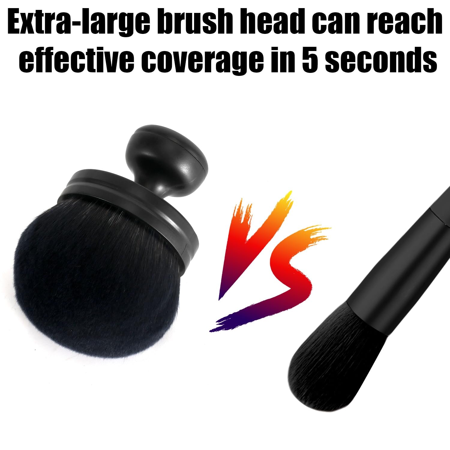 Extra Large Self Tanning Brush, Oval Foundation Blend Tool, Black, Synthetic Bristles, Soft, for Face & Body Tanning