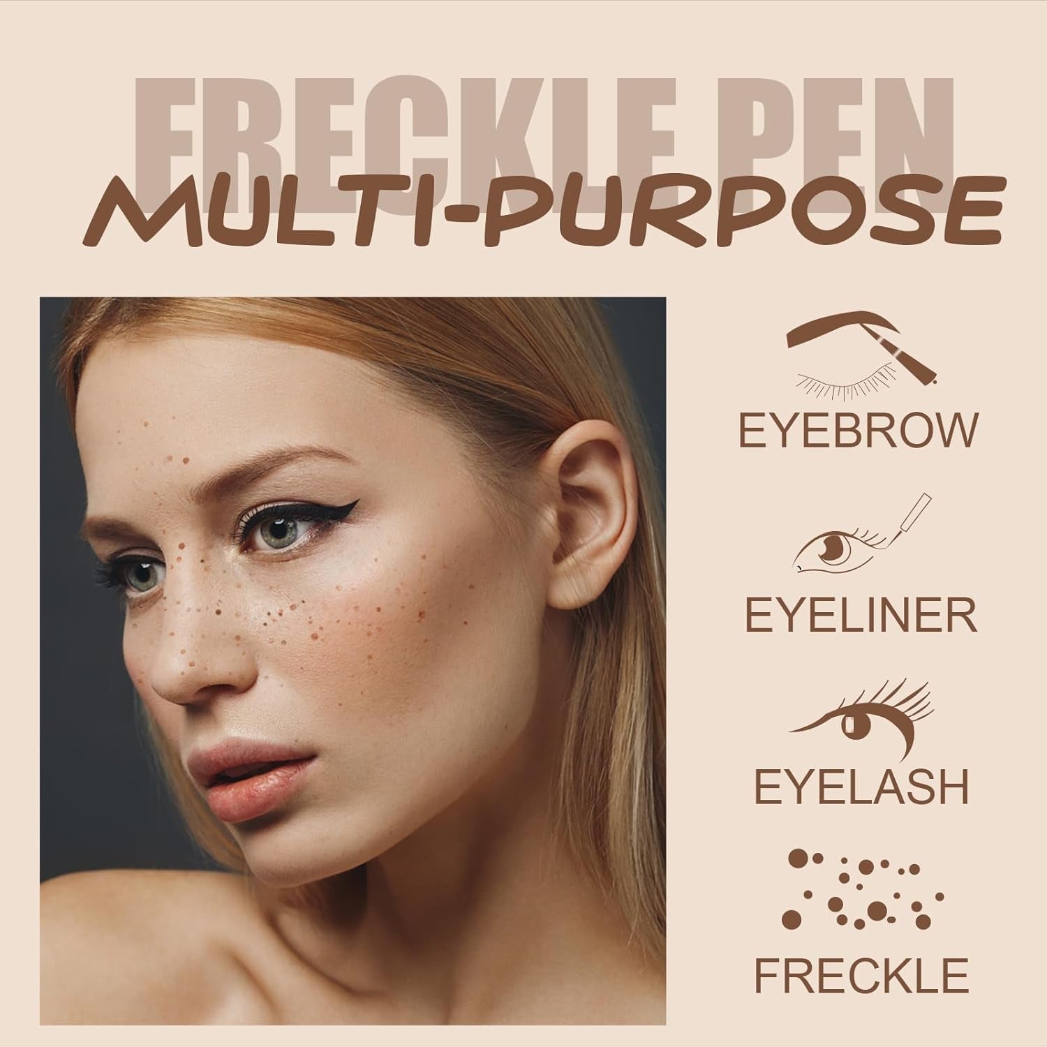 4 Colors Freckle Pen, Natural Lifelike Face Fake Freckle Makeup Pen Waterproof Long Lasting Quick Dry 0.1 Mm Ultra-Fine Faux Freckles 4 Pack - Light Brown, Natural Coffee, Chestnut, Dark Brown