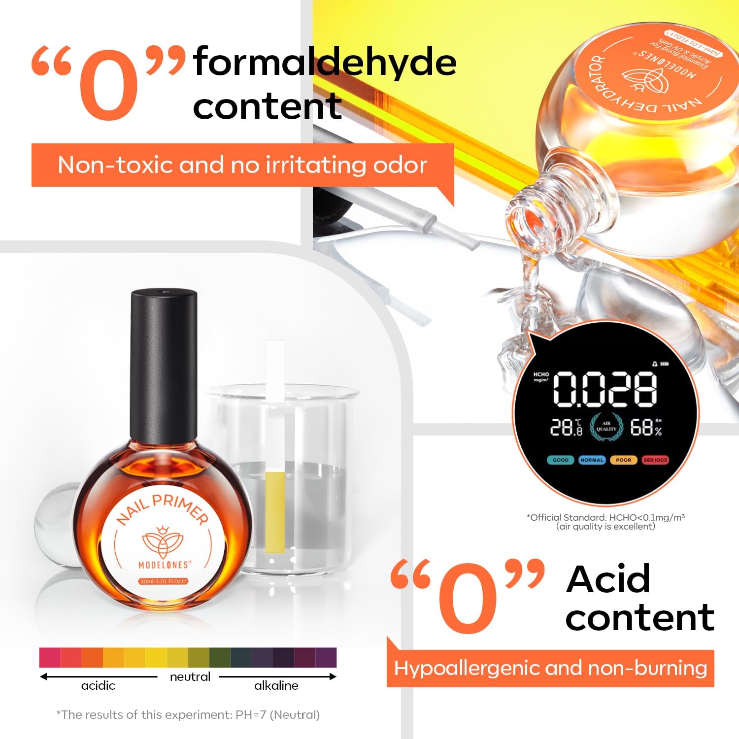 30 Ml Nail Dehydrator and Primer, Acid Free Natural Prep Dehydrate & Bond Primer Kit, Hema-Free Acrylic Nail Supplies Top Coat