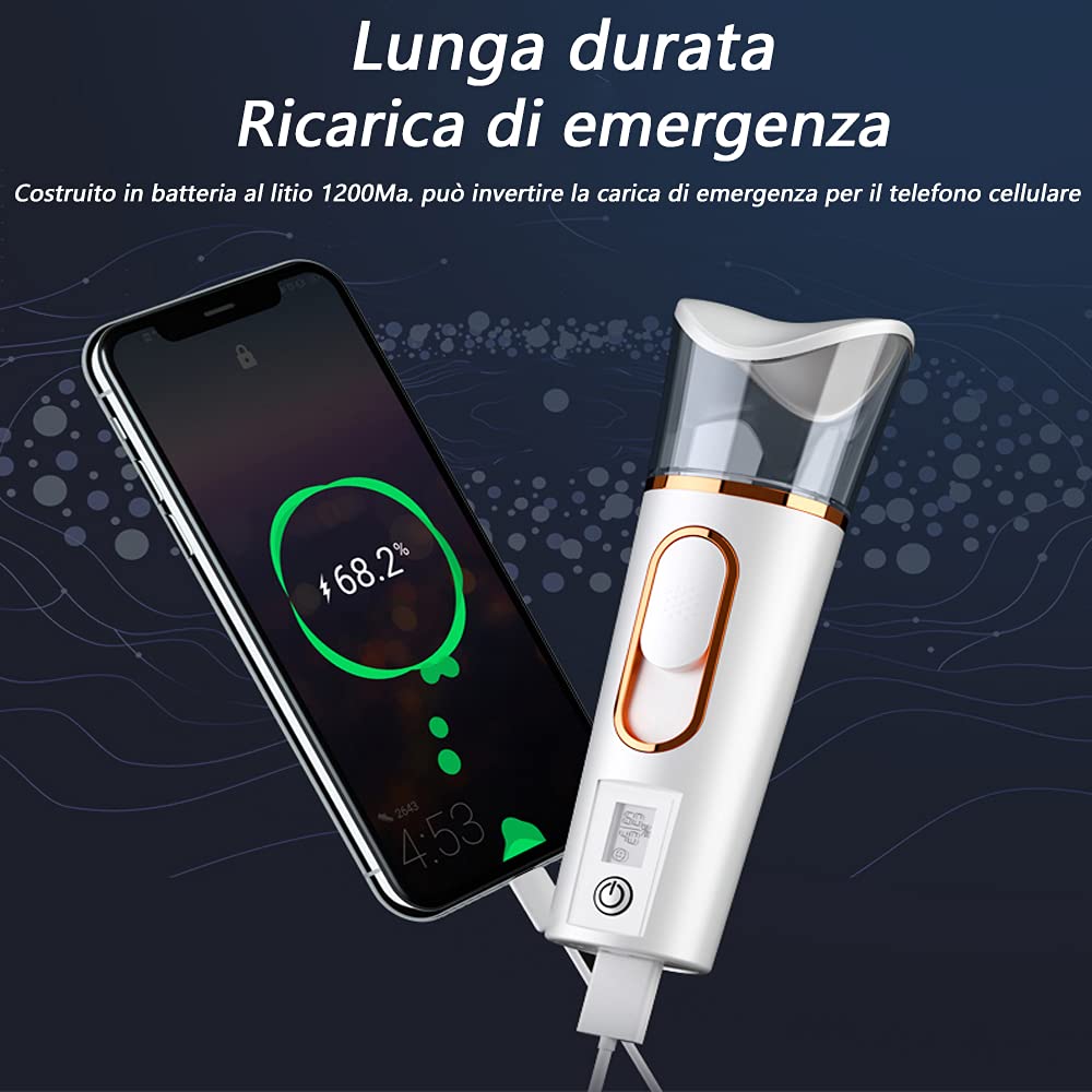 Handy Nano Mist Sprayer with Skin Analyzer Moisture Tester, Portable Facial Atomization Eyelash Extensions Steamer Mister,Mini Cool with Large Capacity,Face Moisturizing,Hydration Refreshing