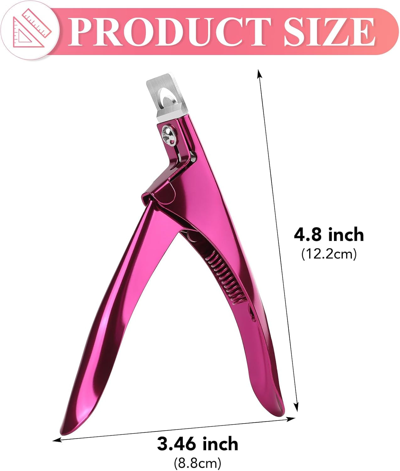 False Nail Clippers with Magnets Stainless Steel Nail Cutter for Acrylic Nail Nail Clippers with 15Pcs Small Magnets for Home Salon Nail Art (Pink)