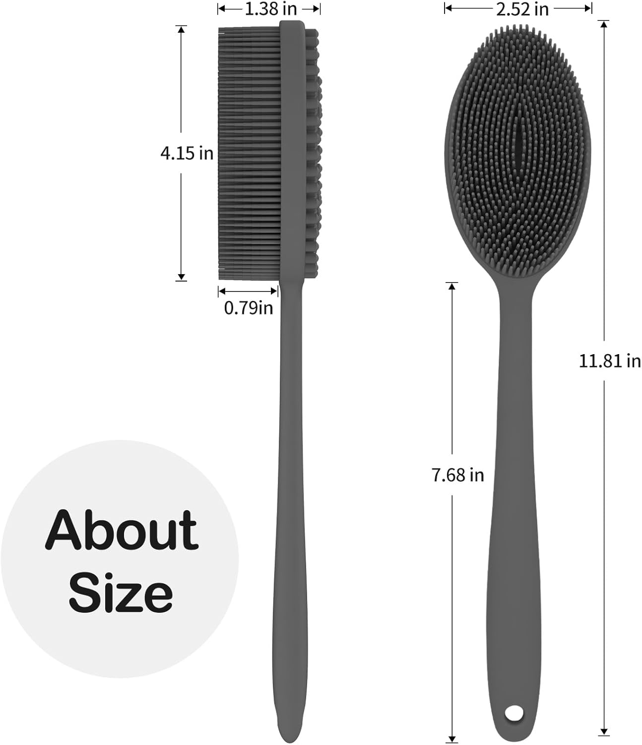 Silicone Body Scrubber Exfoliator with Handle, Gentle Back Scrubber for Shower, Shower Brush for Body, Bath Back Brush for Shower, Silicone Loofah Body Scrubber, Bath Scrubber for Body