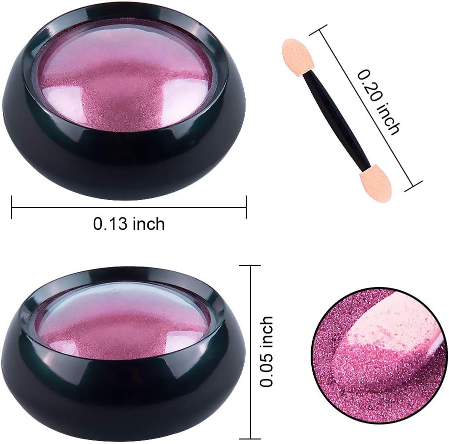 14 Jars Chrome Nail Powder Metallic Nail Art Powder Mirror Effect Manicure Chrome Powder 14 Colors Nail Powders with 14 Pcs Eyeshadow Sticks, 1G/Jar