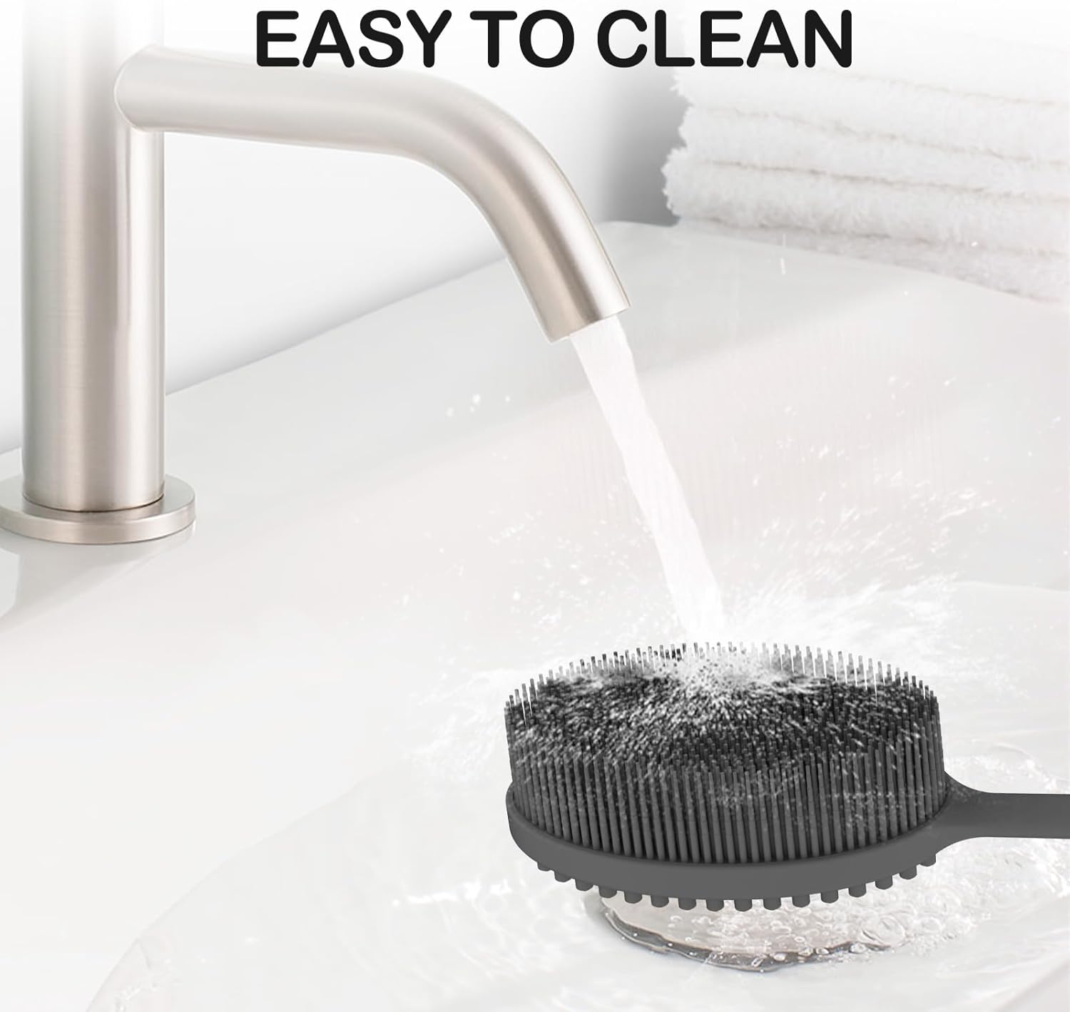 Silicone Body Scrubber Exfoliator with Handle, Gentle Back Scrubber for Shower, Shower Brush for Body, Bath Back Brush for Shower, Silicone Loofah Body Scrubber, Bath Scrubber for Body