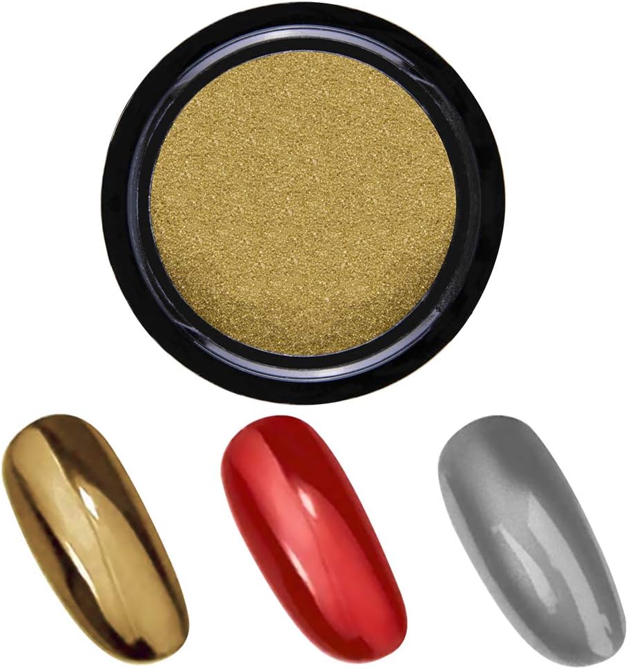 14 Jars Chrome Nail Powder Metallic Nail Art Powder Mirror Effect Manicure Chrome Powder 14 Colors Nail Powders with 14 Pcs Eyeshadow Sticks, 1G/Jar